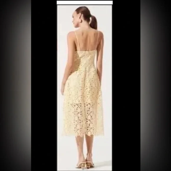 ASTR The Label Butter Yellow Crochet Lace Midi Dress 
size Small (4) - Picture 7 of 12